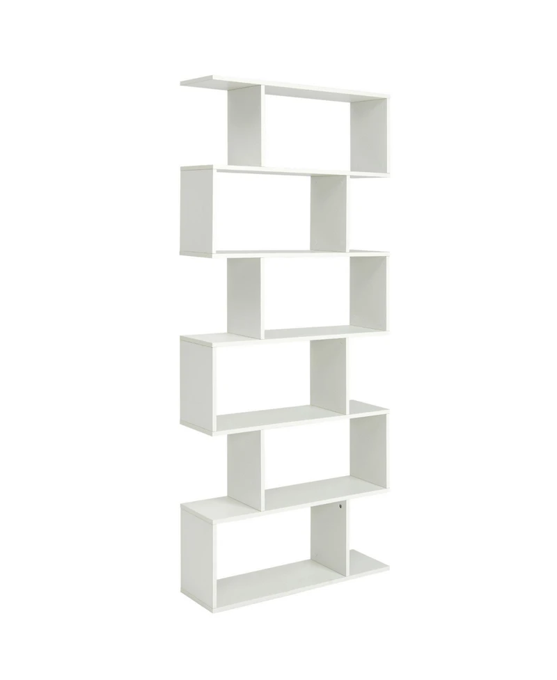 Gouun 6 Tier S-Shaped Bookshelf Storage Display Bookcase Decor Z-Shelf