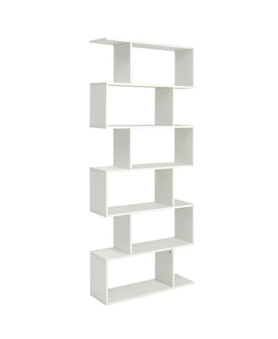 Gouun 6 Tier S-Shaped Bookshelf Storage Display Bookcase Decor Z-Shelf