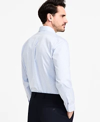 Men's Regular-Fit Non-Iron Spread Collar Gingham Pinpoint Dress Shirt