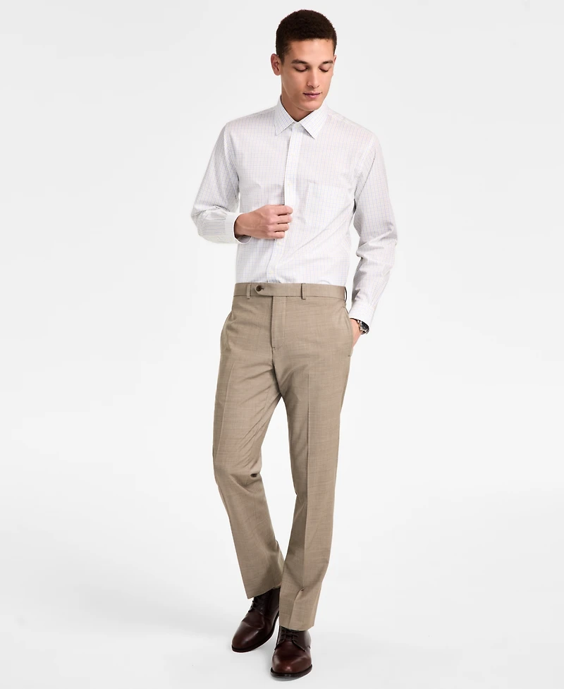 Men's Regular-Fit Non-Iron Spread Collar Tattersall Broadcloth Dress Shirt