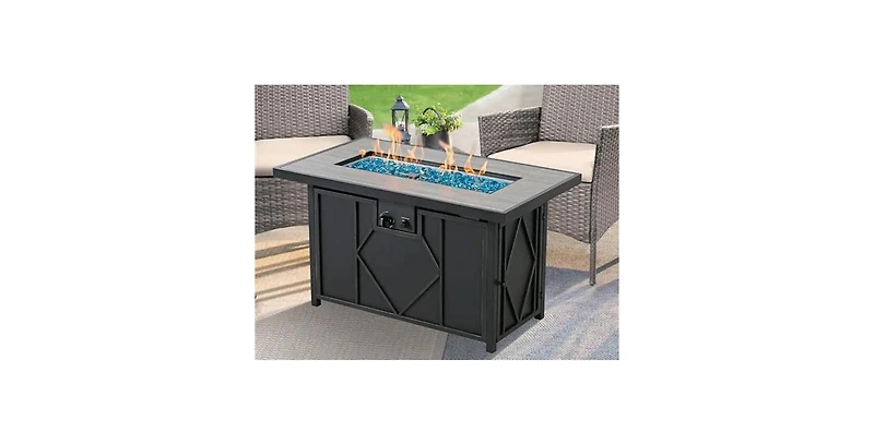 Slickblue 42-inch Outdoor Propane Gas Fire Pit Patio Table with Fire Glass
