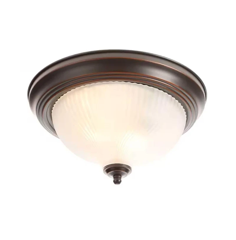 Round Flush Mount Ceiling Light – Modern Low-Profile Fixture with Frosted Glass Shade for Bedroom or Hallway