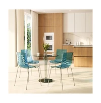LeisureMod Astor Water Ripple Design Dining Chair Set of