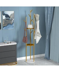 Unho Freestanding Coat Rack: Hall Tree Clothes Hangers with Marble Base for Entryway Bedroom