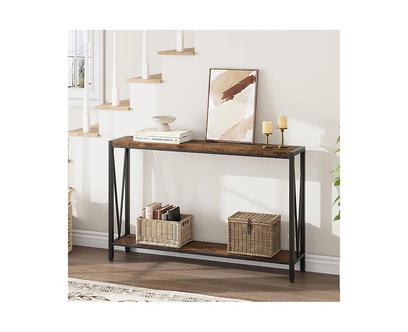 Console Table,2-Tier Entryway Table Featuring Ample Storage, Narrow Sofa Table with a V Design, Measuring 43" – Ideal for Your Entryway, L