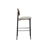 LeisureMod Euston Modern Wicker Bar Stool With Black Steel Frame