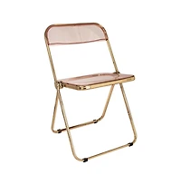 LeisureMod Lawrence Acrylic Folding Chair With Gold Metal Frame
