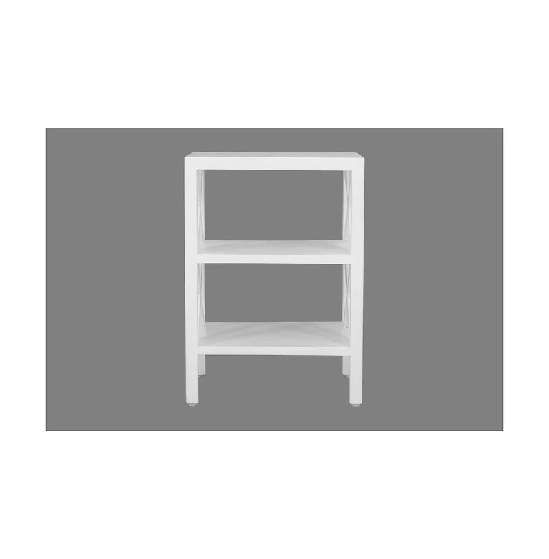 Jofran Global Archive Solid Wood Rustic Modern X-Side Accent Bookcase with Two Shelves