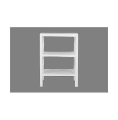 Jofran Global Archive Solid Wood Rustic Modern X-Side Accent Bookcase with Two Shelves