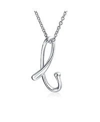 Bling Jewelry Alphabet Initial Pendant Necklace .925 Sterling Silver 18 Inch