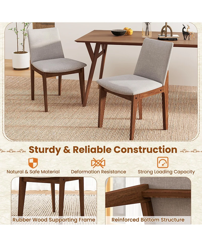 Gymax Wooden Dining Chairs of 2 w/ added Cushions High Curved Back for Dining Room