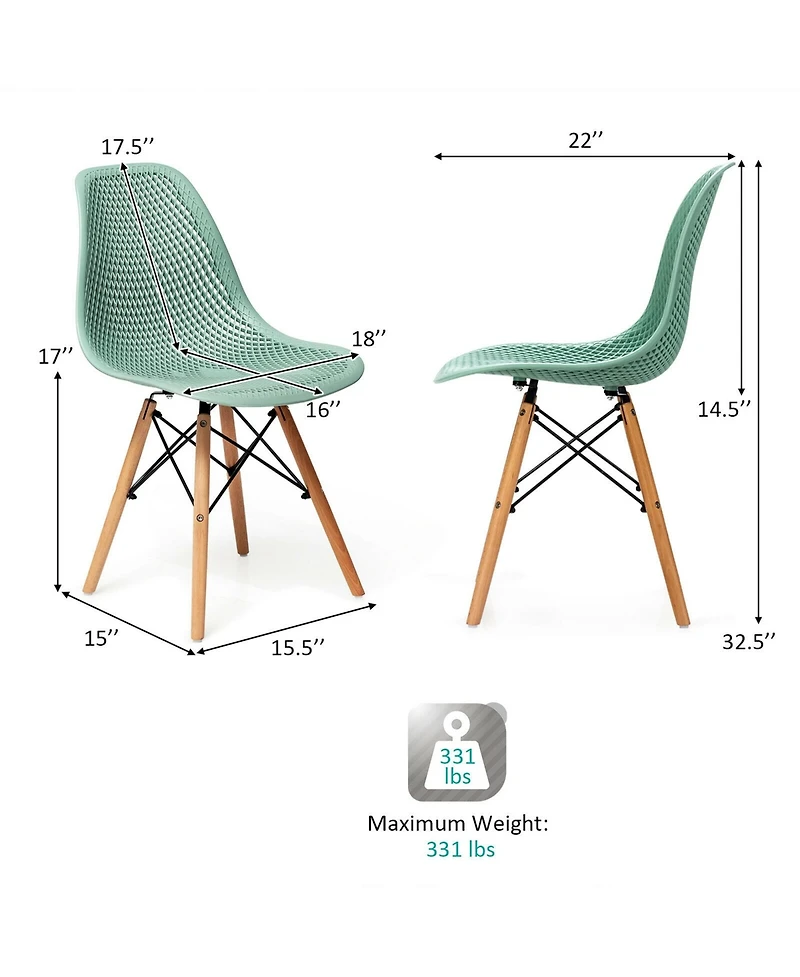 Gymax 2PCS Modern Dsw Dining Chair Office Home w/ Mesh Design Wooden Legs
