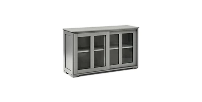 Wood Storage Cabinet with Glass Sliding Doors – Buffet Sideboard for Kitchen, Dining Room, or Living Room