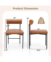 Gymax Dining Chair Set of 2 Faux Leather Upholstered Kitchen Side w/ Curved