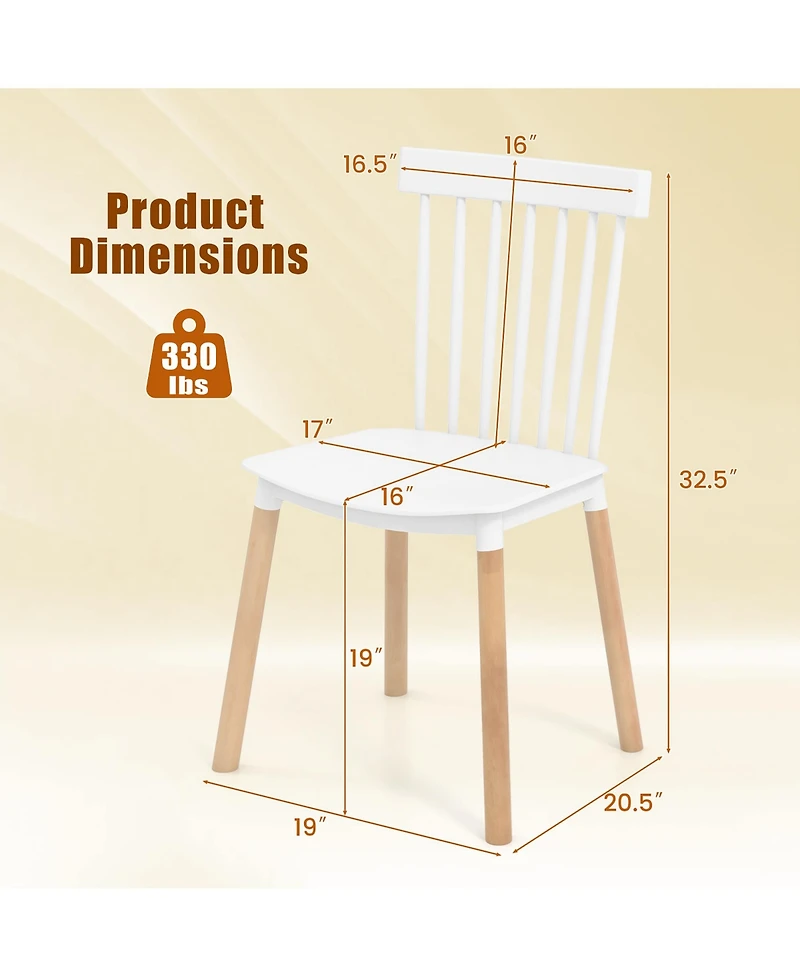 Gymax Set of 4 Windsor Dining Chairs w/ Spindle Backs & Curved Seats