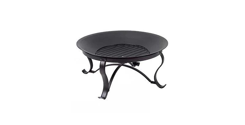 Slickblue 30-inch Round Steel Outdoor Fire Pit with Mesh Cover and Poker