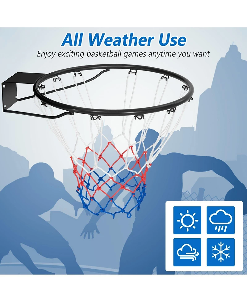 Kuyotq 15 Inch Basketball Rim Goal Replacement with All Weather Net and Mounting Hardware