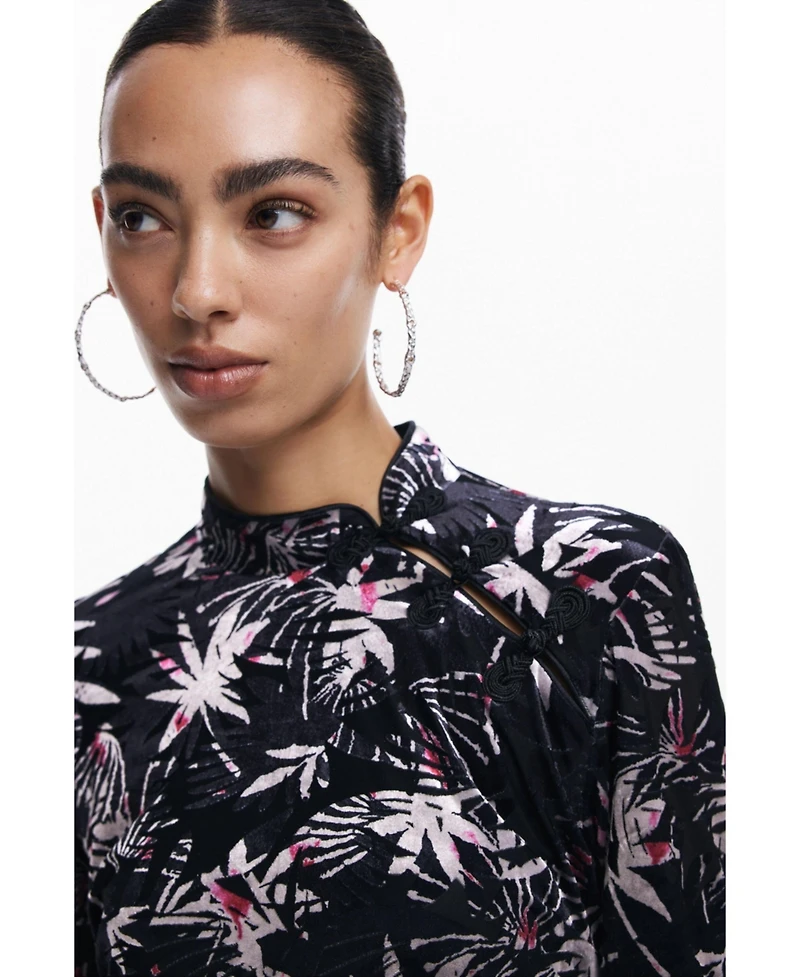 Desigual Women's Kimono neck leaf dress