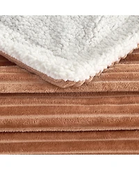 Linery & Co. Velvet Plush Fleece Sherpa Ribbed Throw Blanket