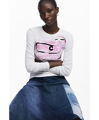 Desigual Women's Long-sleeve T-shirt with pink letters