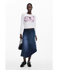 Desigual Women's Long-sleeve T-shirt with pink letters