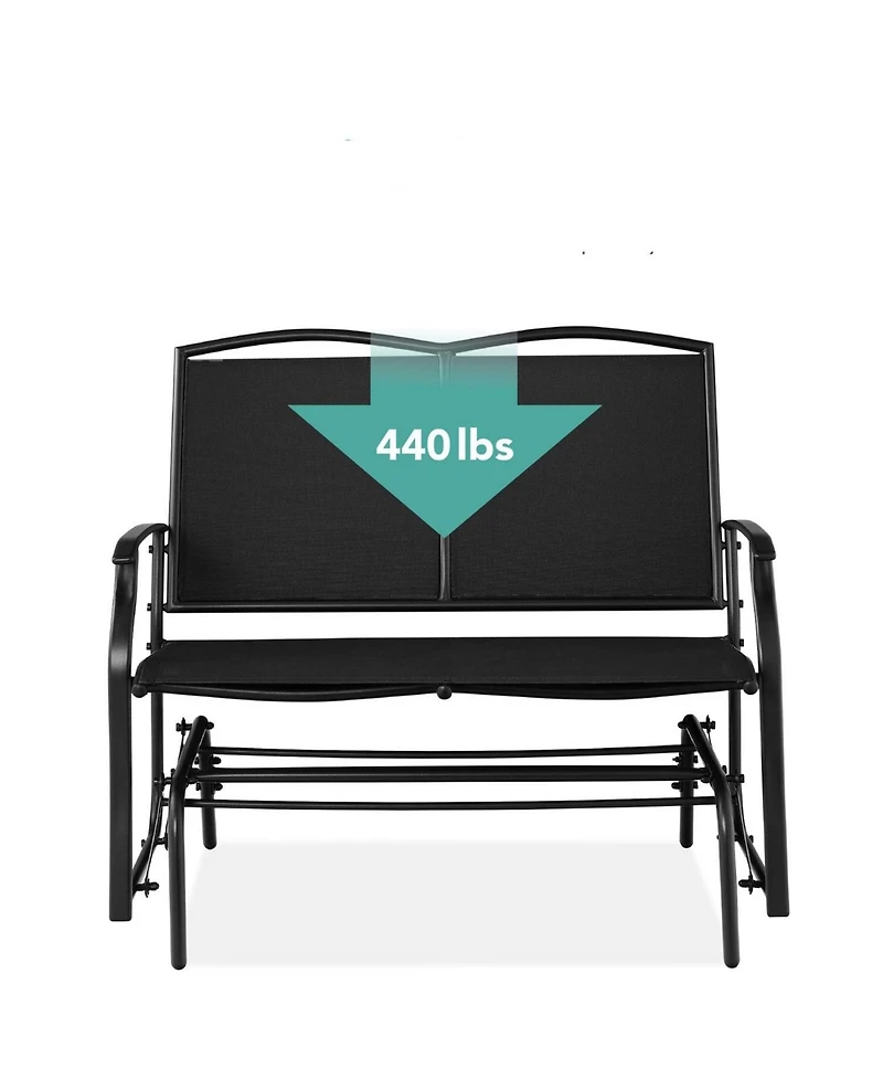 Slickblue 2 Seat Mesh Patio Loveseat Swing Glider Rocker with Armrests