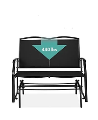 Slickblue 2 Seat Mesh Patio Loveseat Swing Glider Rocker with Armrests