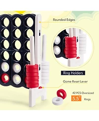 Gymax Giant 4 in A Row Jumbo 4-to-Score Game Set Kids Adults w/ 42 Jumbo Rings