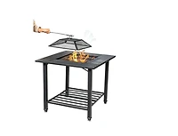 Slickblue 4 in 1 Square Fire Pit, Grill Cooking Bbq Grate, Ice Bucket, Dining Table