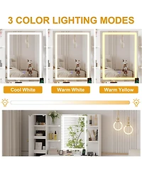 gaomon Wpond Vanity Desk, Makeup Vanity with Led Mirror& Charging Station, Dressing Table