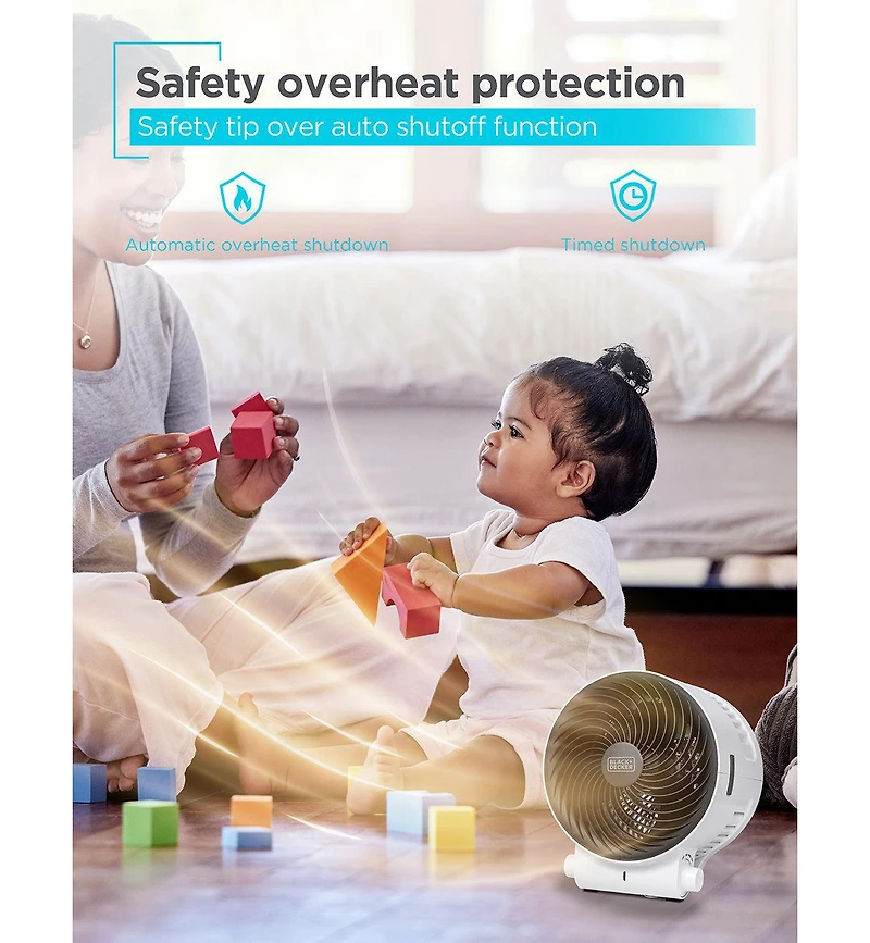 Black+Decker Dual Function Desktop Heater & Fan, 3 Settings, 750W/1500W Space Heate, White