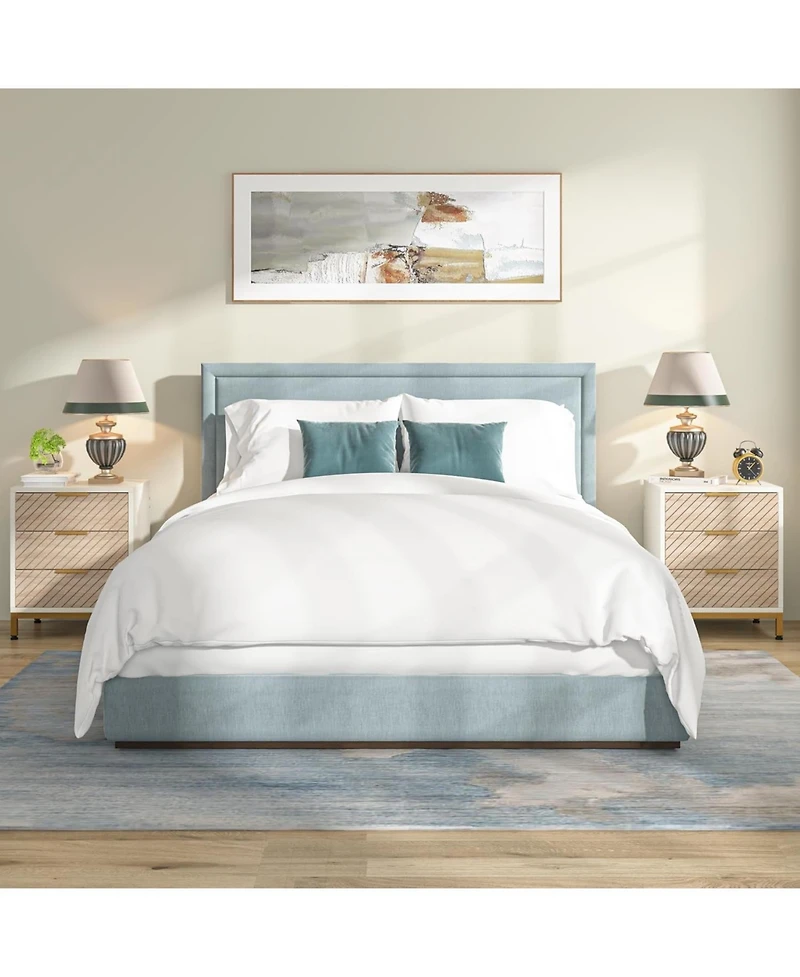 Tribesigns Nightstand for Bedrooms, White and Gold Light Wood Grain Nightstand with 3 Drawers, End Tables Storage for Living Room