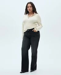 Mango Women's Danila Medium-Rise Wide Leg Jeans