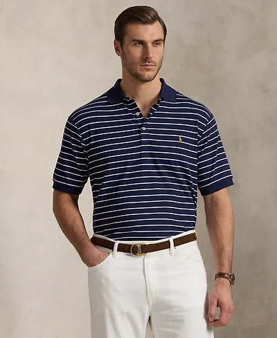 Polo Ralph Lauren Men's Big & Tall Striped Cotton Interlock Polo Shirt