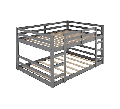 Slickblue Modern Low Profile Bunk Bed for Space-Saving and Contemporary Kids' Room Decor