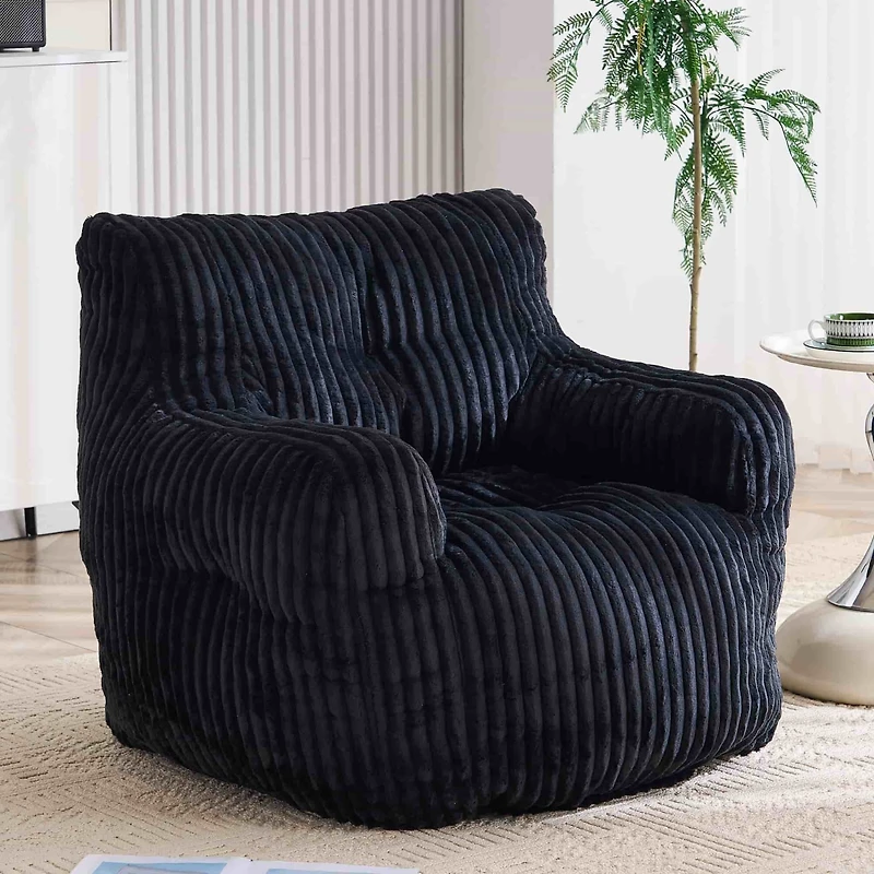 Soft Corduroy Bean Bag Chair with Memory Foam Filling for Living Room-The Pop Home