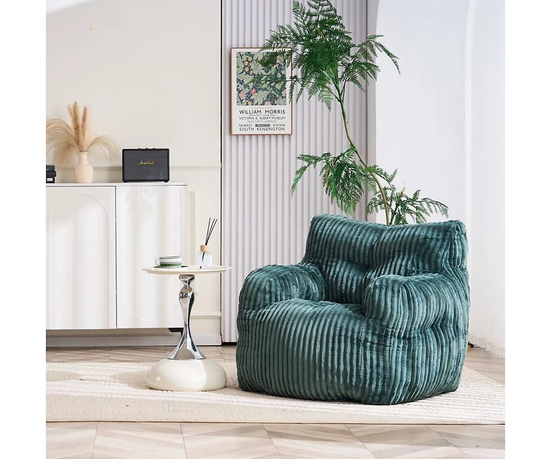 Soft Corduroy Bean Bag Chair with Memory Foam Filling for Living Room-The Pop Home
