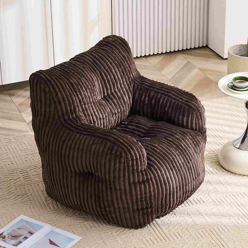 Soft Corduroy Bean Bag Chair with Memory Foam Filling for Living Room-The Pop Home