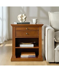Hulala Home Mulo Traditional Nightstand with Three Ports and Adjustable Shelf
