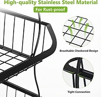 Tribesigns Fruit Vegetable Basket, 3 Tier Stackable Metal Wire Basket Cart with Rolling Wheels, Utility Rack for Kitchen, Pantry, Garage, with 2 Free