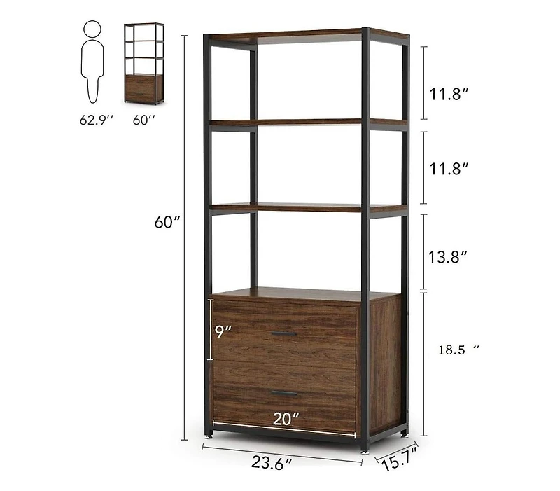 Tribesigns Bookcase, 4-Tier Bookshelf with 2 Drawers