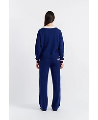 Chinti & Parker Women's Snoopy Nautical Wide Leg Wool Cashmere Pants
