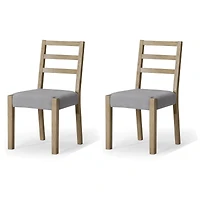 Maven Lane Willow Rustic Dining Chair, Grey with Slate Linen Fabric, Set of 2
