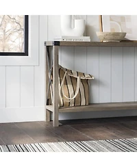 Slickblue Industrial Farmhouse Entryway Table / Console Wood Finish