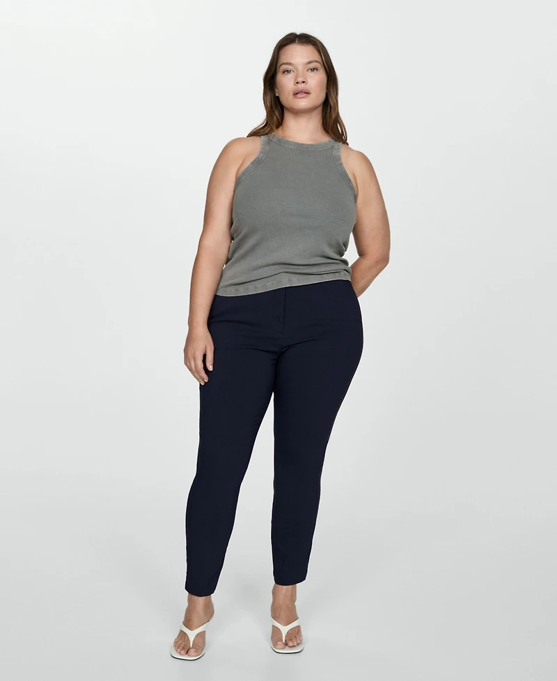Mango Women's Cropped Slim Fit Pants