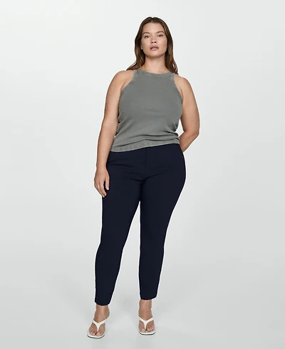 Mango Women's Cropped Slim Fit Pants