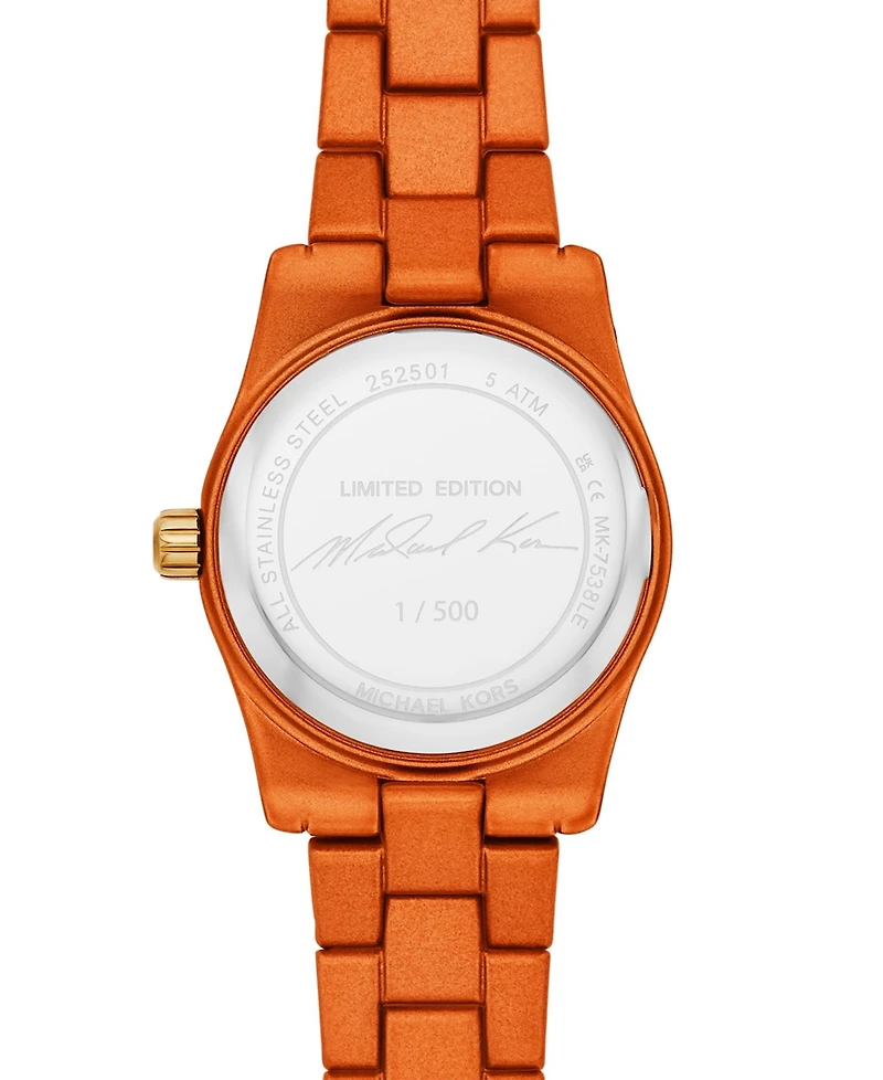 Michael Kors Women's Limited-Edition Lexington Three-Hand Orange Stainless Steel Watch, 26mm