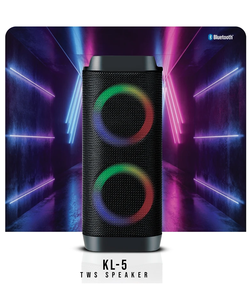 Toptech Kl-5 Bluetooth Party Speaker, Dual 3" Woofers, Disco Light