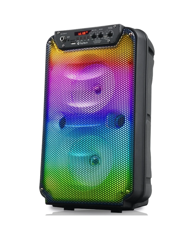 Toptech Tta-206 Bluetooth Speaker, Dual 6" Woofer Flame Lights