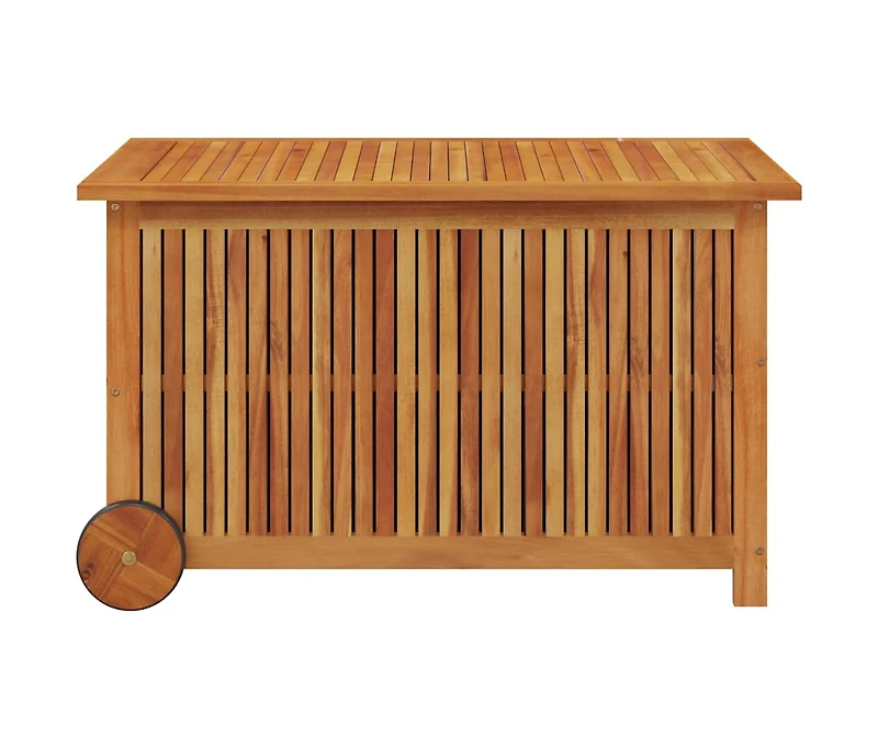 vidaXL Patio Storage Box with Wheels 35.4"x19.7"x22.8" Solid Wood Acacia